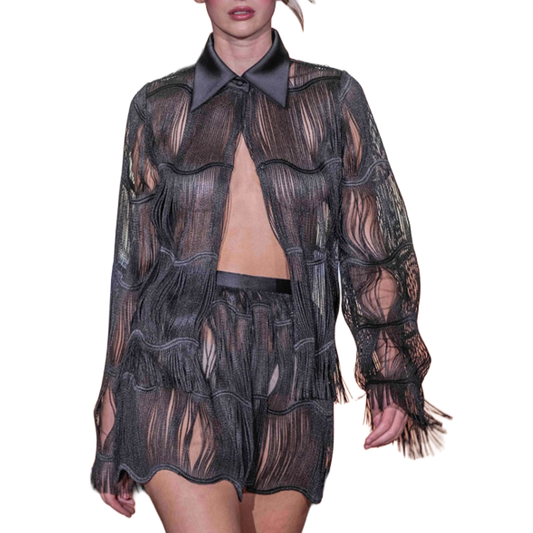Black Fringe L/S Shirt
