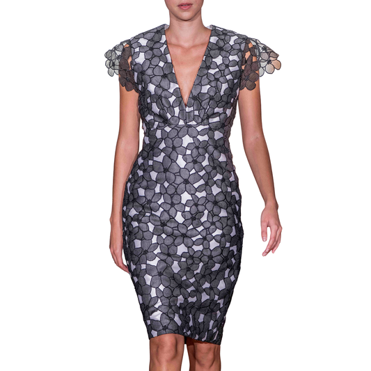 Embroidery Floral Body Con Dress