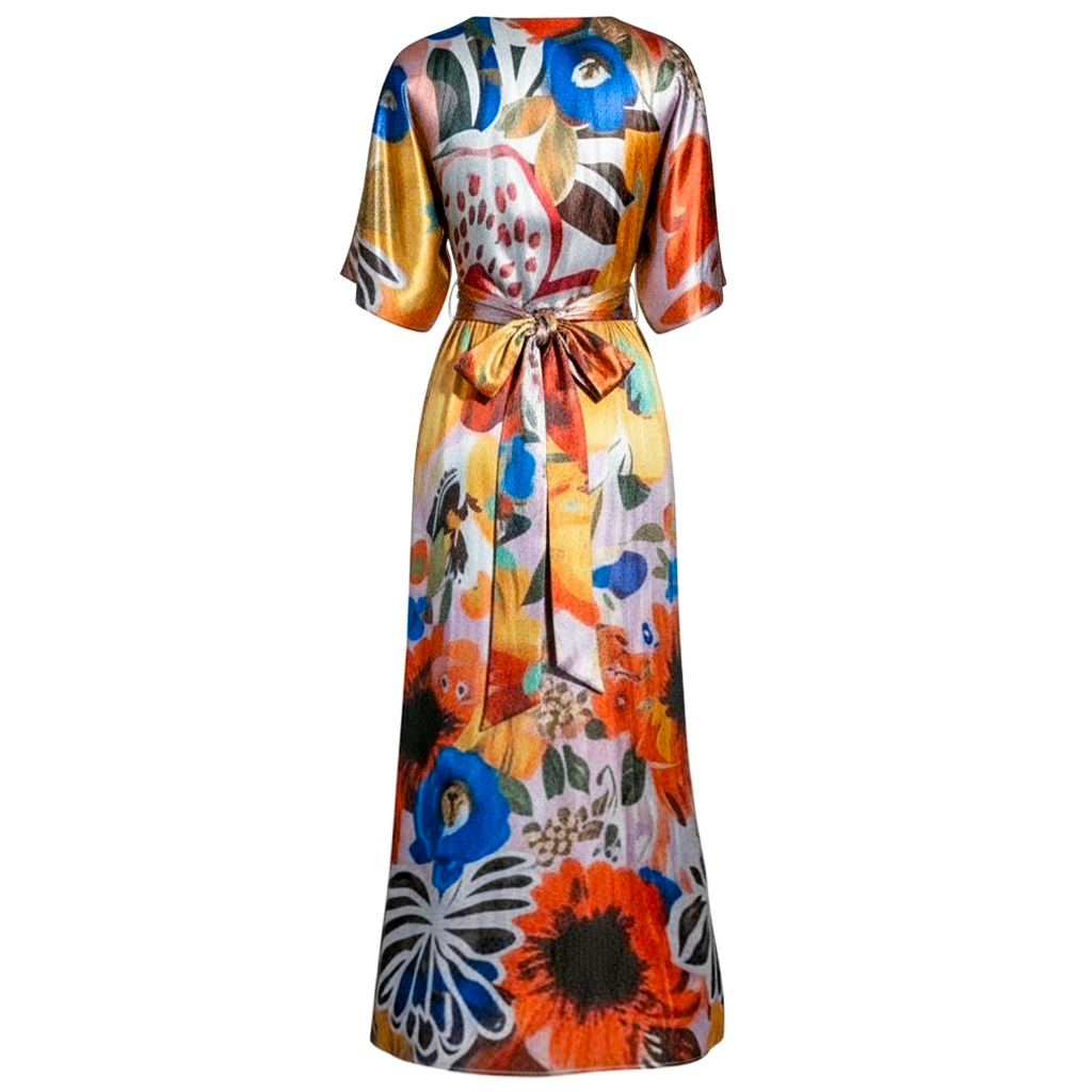 Charmeuse Floral Print Maxi Dress