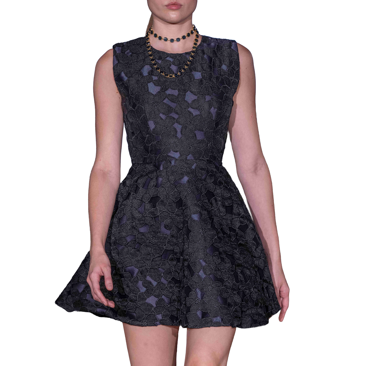 knee length skater dress Waverly | White Racer-Neck Sleeveless Skater Mini Dress