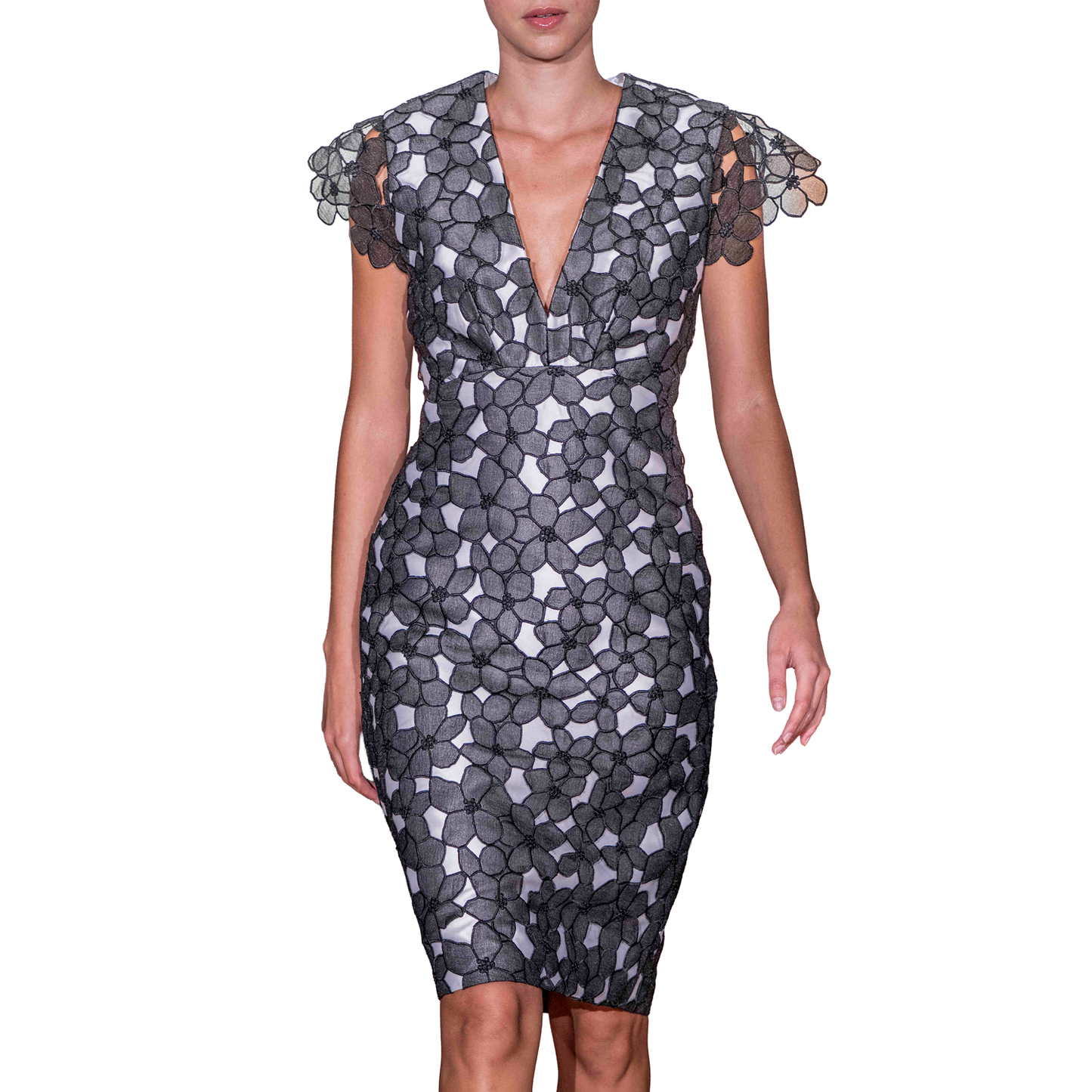 Embroidery Floral Body Con Dress
