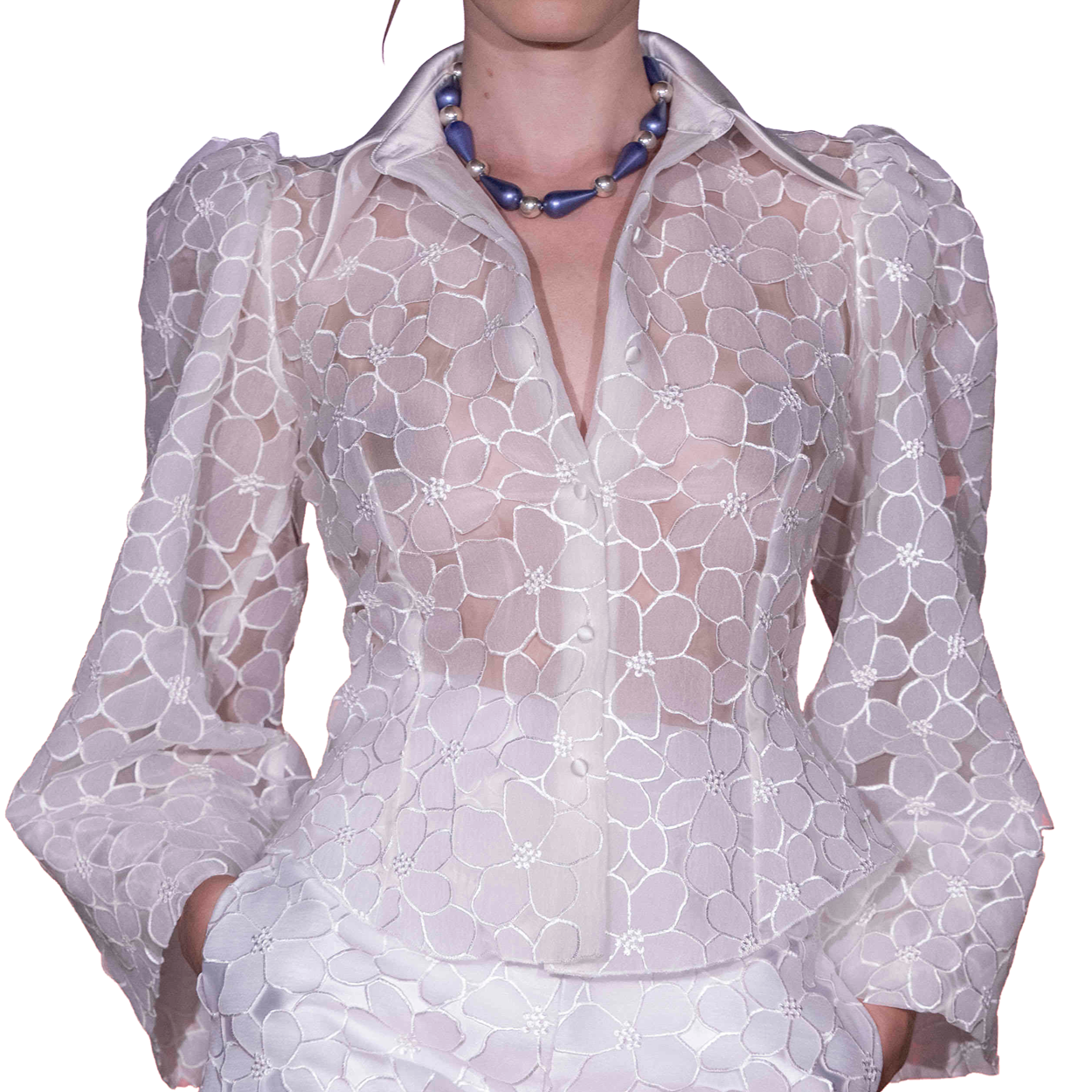 Embroidery Floral Button Down Top