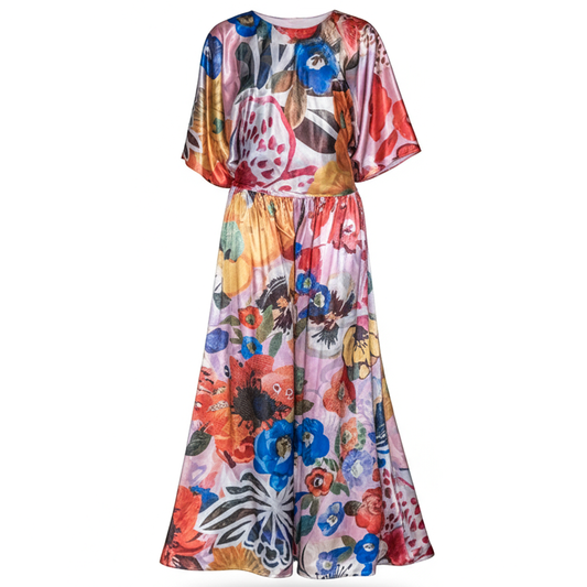 Charmeuse Floral Print Maxi Dress