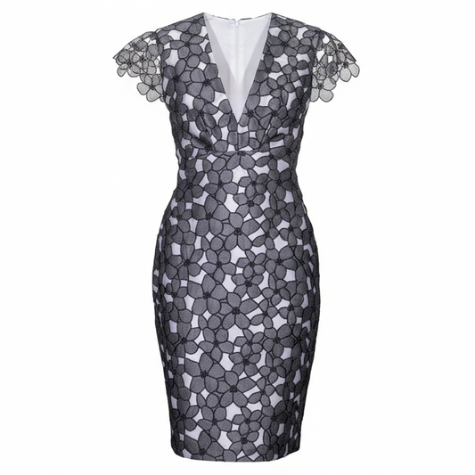 Embroidery Floral Body Con Dress